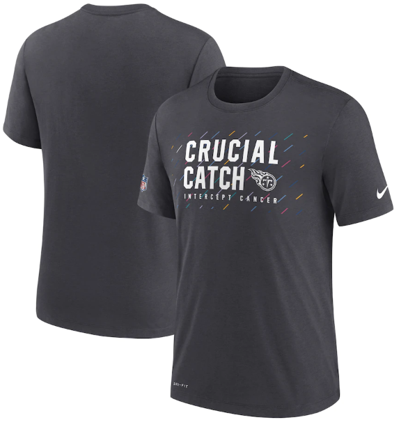 Men's Tennessee Titans Charcoal 2021 Crucial Catch Performance T-Shirt Men's Tennessee Titans Charcoal 2021 Crucial Catch Performance T-Shirt